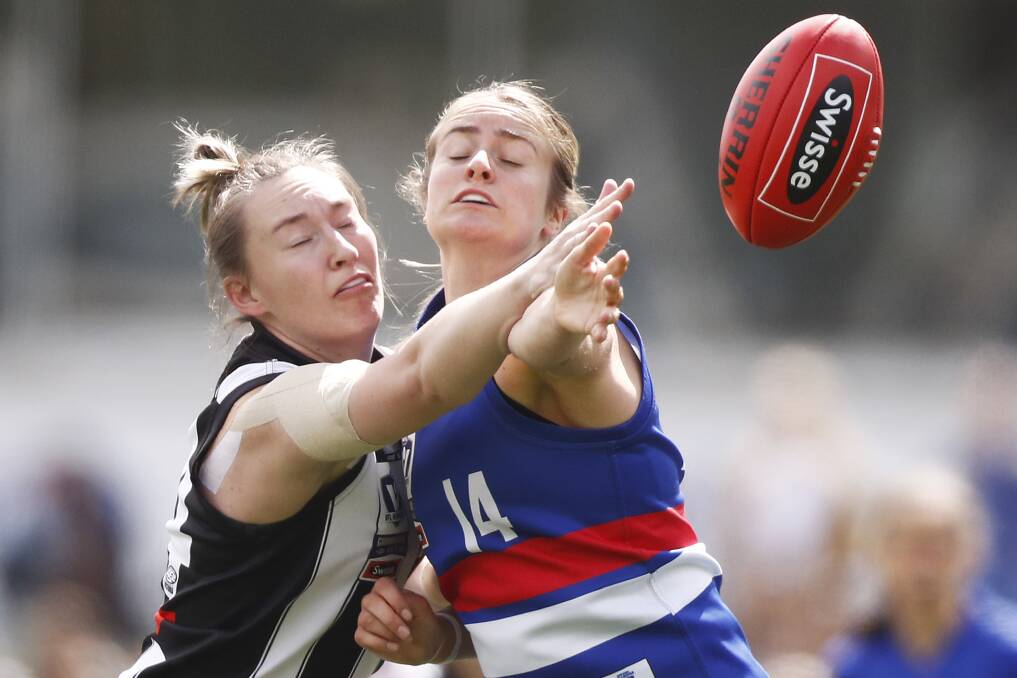 IN ACTION: Ellyse Gamble in action during the 2019 VFLW grand final for the Western Bulldogs against Collingwood. Gamble has re-signed with the Dogs' AFLW team for 2021. Picture: Getty Images