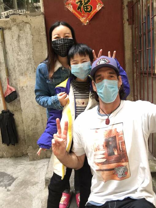 GOOD SPIRITS: Despite their confinement, Tim, Xu and Weichen are in good spirits, saying as the weather gets warmer, they feel safer.