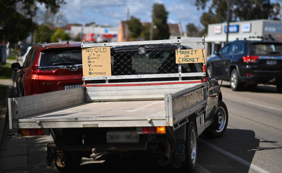 SAFETY MESSAGE: "Cranky old Victorians" like this ute driver in Wangaratta, are making sure they stay safe, but are waiting for coronavirus restrictions to finally ease. Picture: MARK JESSER