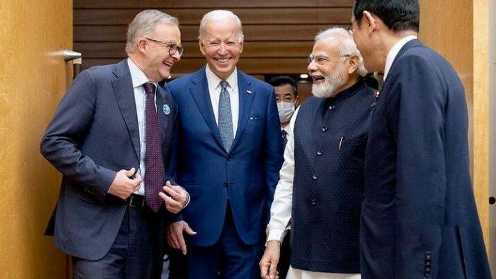 Anthony Albanese with US President Joe Biden, Indian Prime Minister Narendra Modi and Japanese PM Fumio Kishida. Picture: Instagram