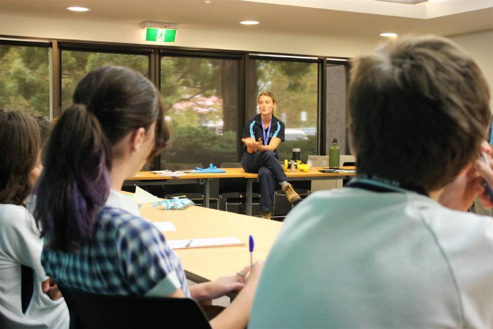 ENGAGING: A representative from Shoalhaven Water speaks with local students about career possibilities in the water industry. Photo: Shoalhaven City Council Economic Development