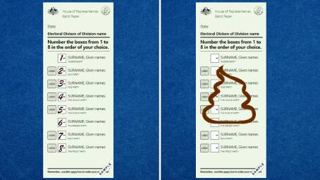 VOTING RIGHT: A donkey vote (left) will still be counted whereas an informal vote (left) will be discarded.