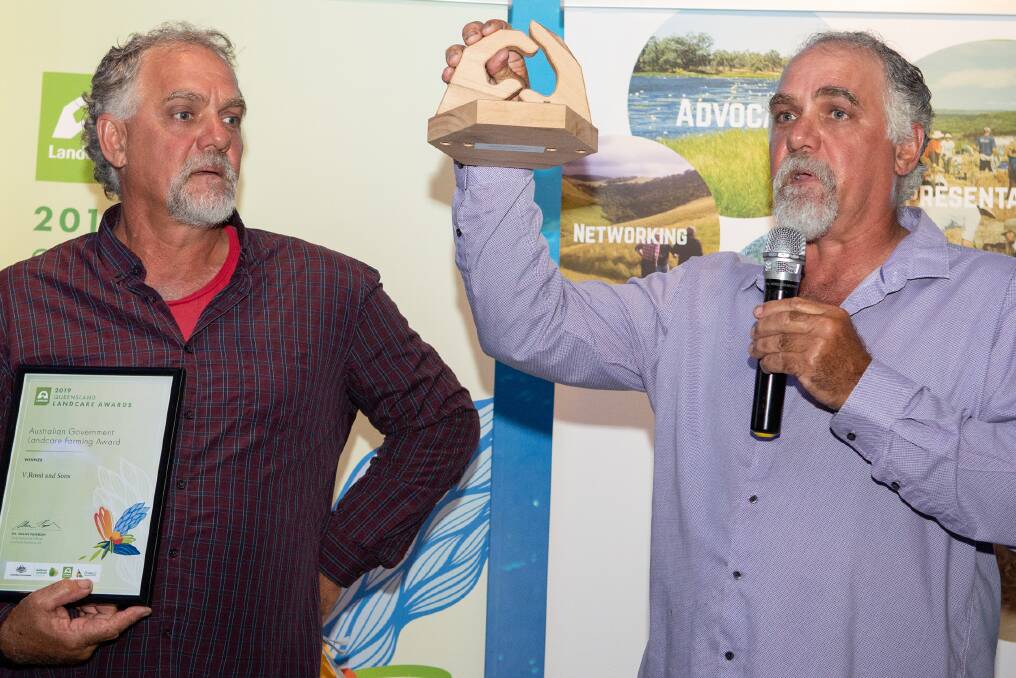 Brothers Tony, left, and Chris Rossi won the Landcare Farming Award. Tony won the Queensland Individual Landcarer Award.