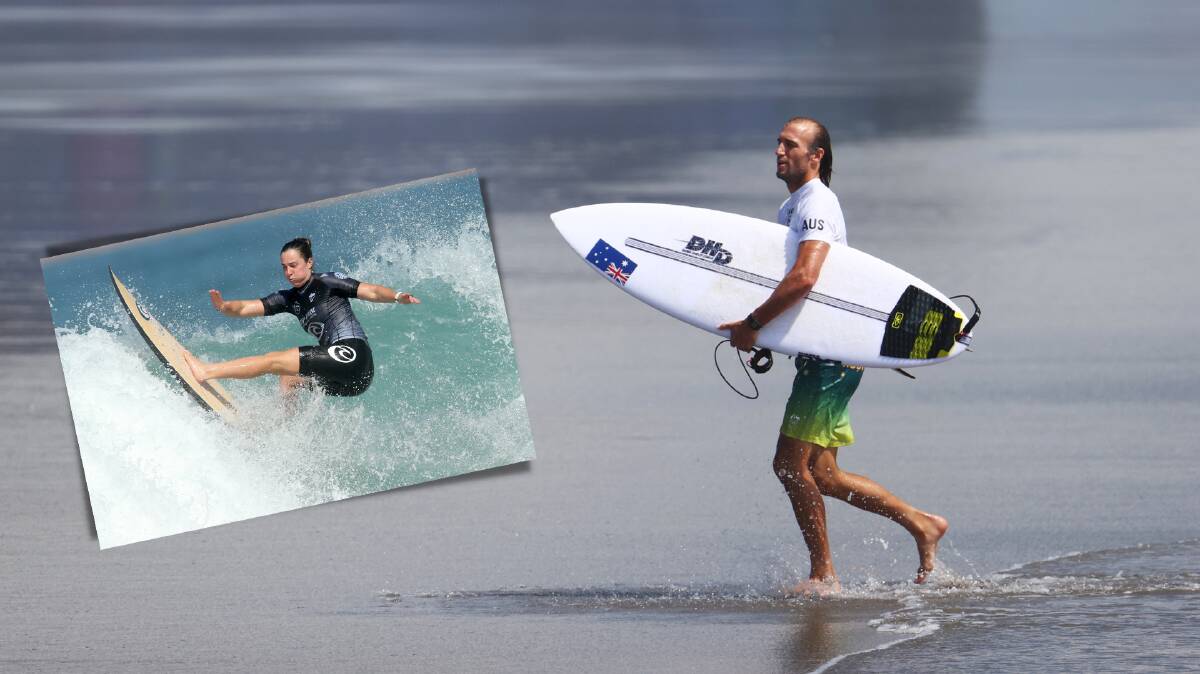 South Coast surfing royalty: Owen and Tyler Wright (inset). Pictures: Lisi Niesner, Geoff Jones