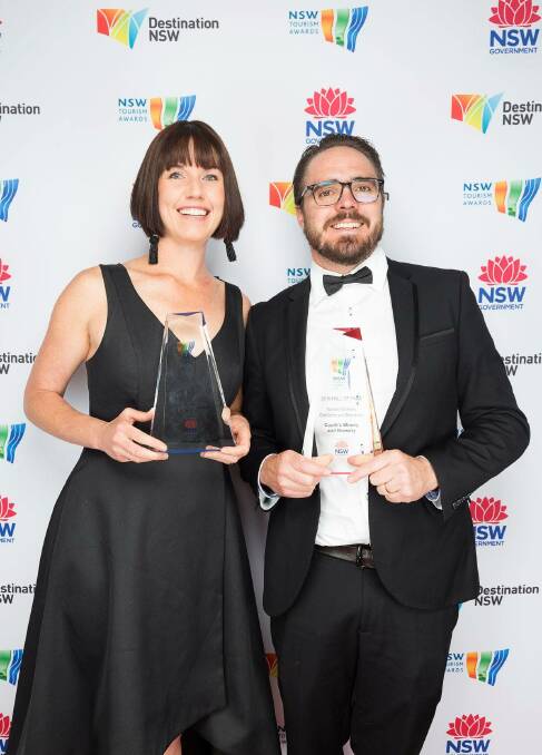 BEST OF THE BEST: Cupitt's Tom and Libby Cupitt with their awards at the 2018 NSW Tourism Awards.