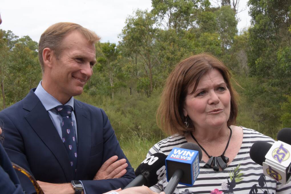 Rob Stokes and Shelley Hancock on the South Coast on Wednesday. Picture: Rebecca Fist