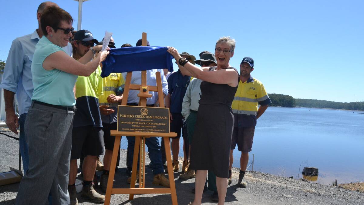 Shoalhaven Water director Carmel Krogh and Mayor Amanda Findley officially opened the upgraded Porters Creek Dam.