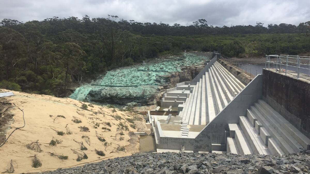 The new dam wall consists of 4500 cubic metres of concrete buttress. Image: supplied.