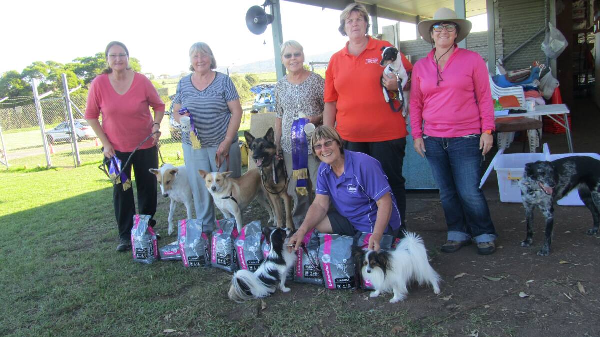 A happy Group of Milton-Ulladulla Dog Club winners at the fun agility and jumping trial held at the Milton Showground. 