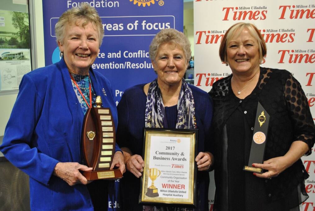 AWARDS OPEN: The Community organisation of the year for 2017 was Milton Ulladulla United Hospital Auxiliary. The 2018 business awards will be held on Friday, September 7 at the Dunn Lewis Centre.  