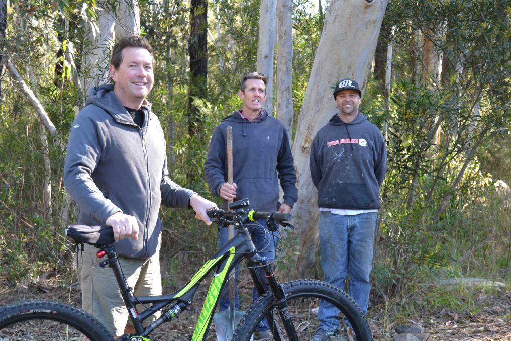NEW COURSE: Milton Ulladulla District Mountain Bikers Club vice president Matt Forbes, secretary Paul O'Brien and president Jason Colusso are excited about being able to finally build their own mountain bike track in the area. 