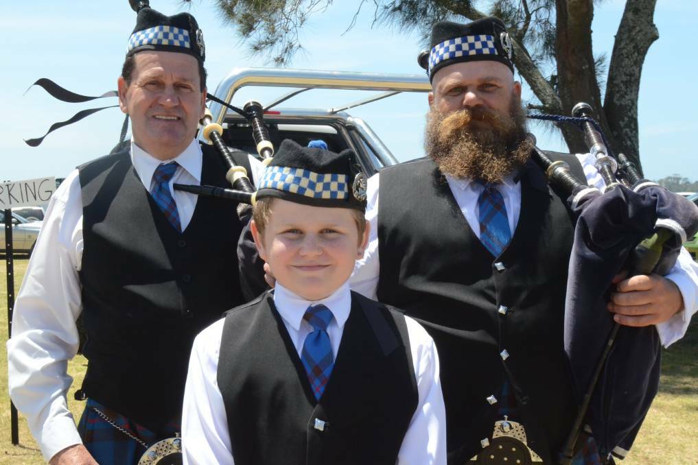 David, Aaron (back) and Noah McKay (front) are keeping a family musical tradition strong and are members of the Batemans Bay Soldier's Club Pipe Band. Noah is a finalist in The Times Australia Day Music Scholarship. 