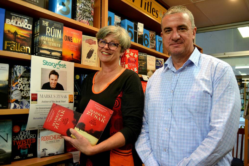 FESTIVAL LAUNCH: Storyfest director Meredith Jaffe and Harbour Bookshop owner Garry Evans are excited about the launch of the district's first writing festival, which will feature Markus Zusak. Photo: Emily Barton. 