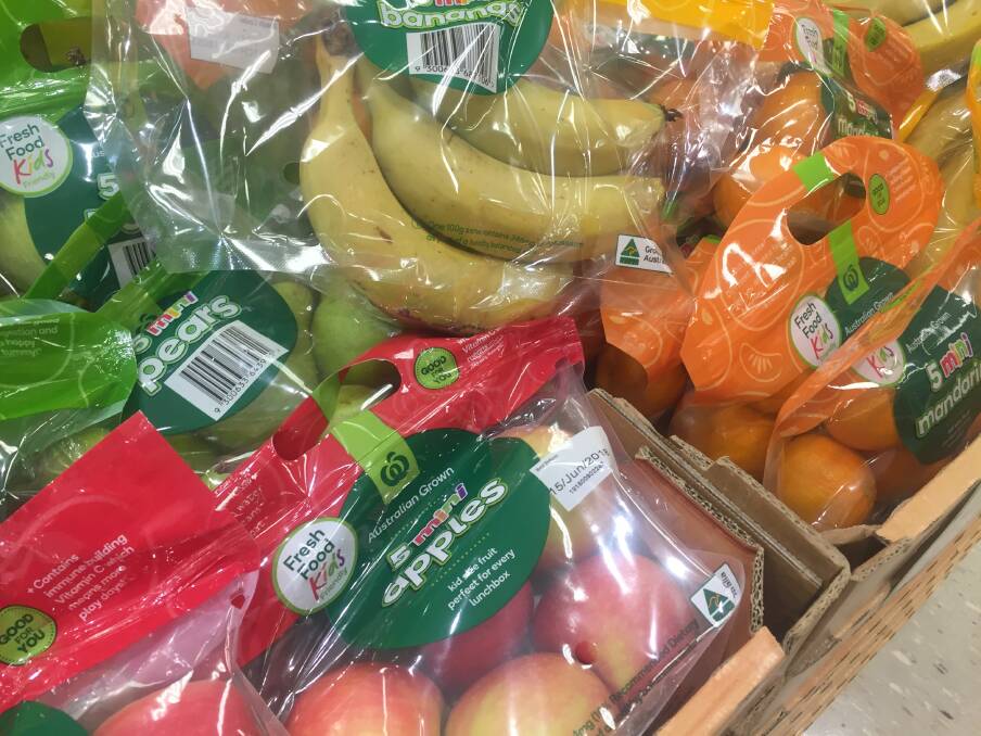 Fruit packaged in plastic at Woolworths on June 5. 