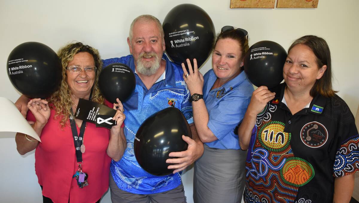 Planning this year’s Shoalhaven White Ribbon Day event to be held on Wednesday, November 21 in Jellybean Park in the Nowra CBD are Aunty Kathy Musico, of Wellways, Uncle Paul Keith, of Ulladulla Local Land Council, South Coast Police District Aboriginal Community Liaison Officer Viv Sweeney and Tina Seymour, of Cullunghutti Child and Family Centre.