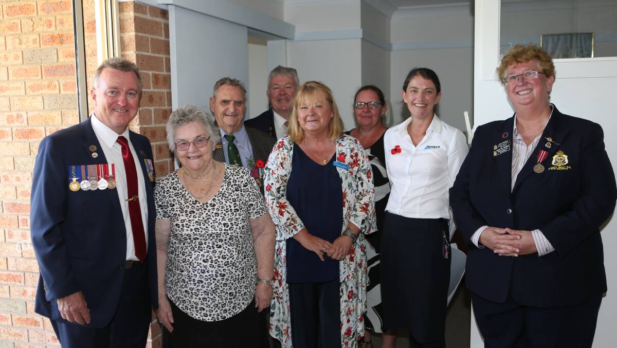 GREAT FACILITY: Keith Payne VC inspects the Community Respite Facility at the Inasmuch Community complex at Sussex Inlet with Keith Payne VC Veterans Benefit Group chairman Rick Meehan, Flo Payne, Keith Payne VC Veterans Benefit Group president Fred Campbell, Inasmuch board member Patricia White, Heide Payne, Inasmuch CEO Michala Page and Sussex Inlet RSL Sub-branch secretary Lynn Webber.