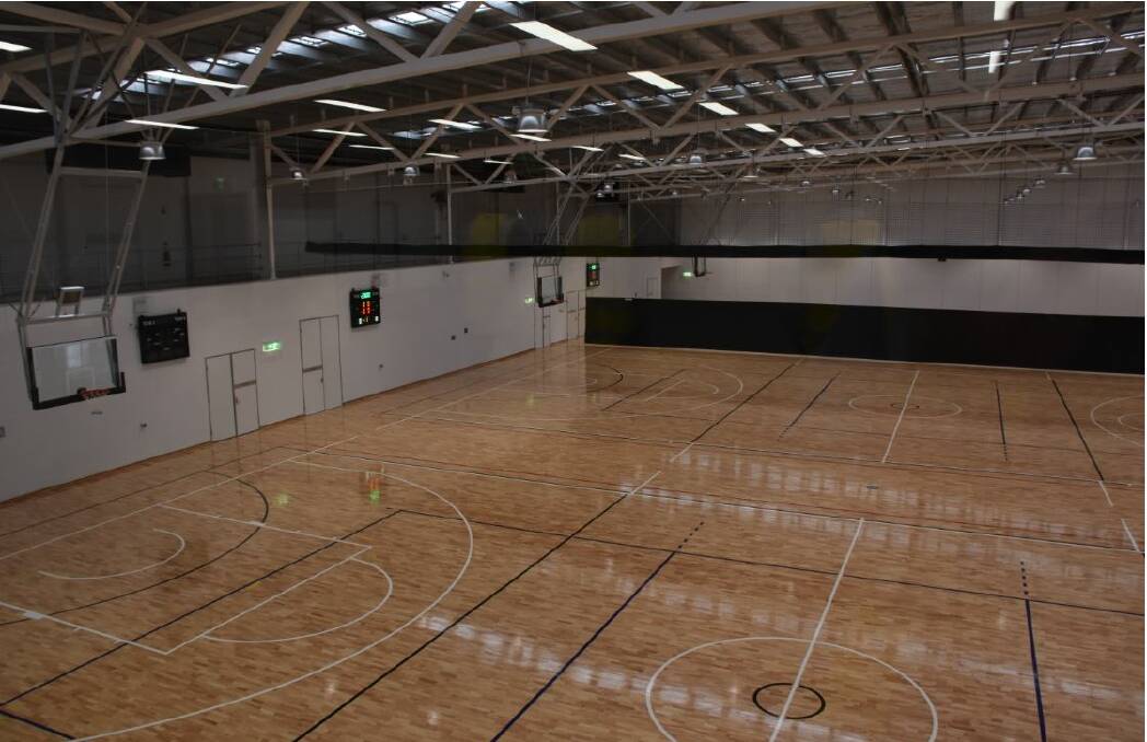 GREAT FACILITY: The view over the three adjoining courts of the Shoalhaven Indoor Sports Centre from the mezzanine area.