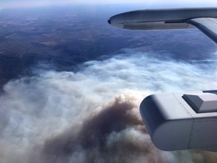 The view from 20,000 feet, an Air Affairs designed and built Firescan Airpod fitted to the wing of a Learjet 35 aircraft. Images: Air Affairs Australia
