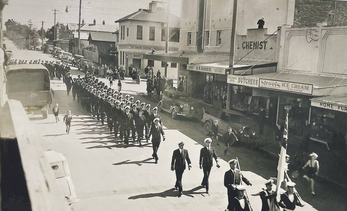 A Royal Navy parade in Nowra in 1945.
