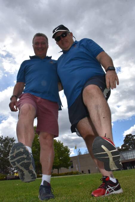 READY TO GO: Chairman and vice-chairman of the Keith Payne VC Veterans Benefit Group, Rick Meehan and Fred Campbell prepare for Friday's inaugural Operation Walk to Talk.