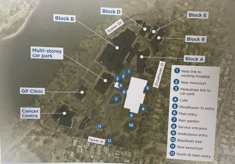 LAYOUT: A map of the new Shoalhaven District Hospital redevelopment.