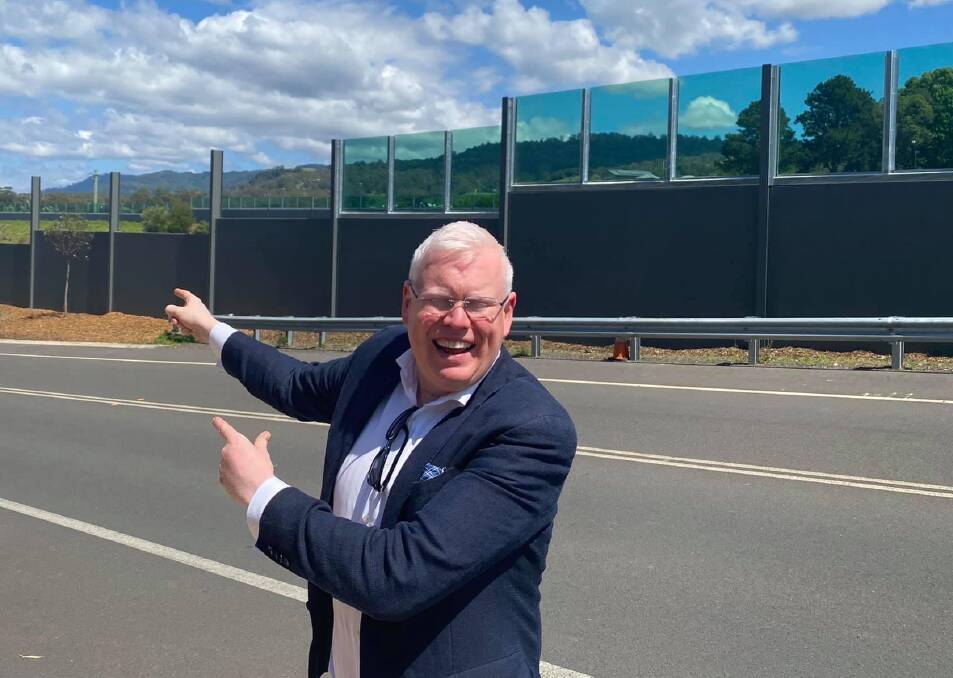 FIGHT: Kiama MP Gareth Ward took to social media to declare the Berry noise walls were almost complete.
