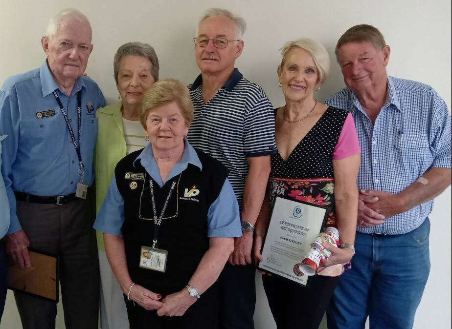 HONOURED: South Coast Police Districts Volunteers in Policing (from left) VIP John Hurwood and his wife Pam, Norm Stanley, VIP Pam Stanley, VIP Tom Turner (Ulladulla). Front: VIP Annette Harlow.