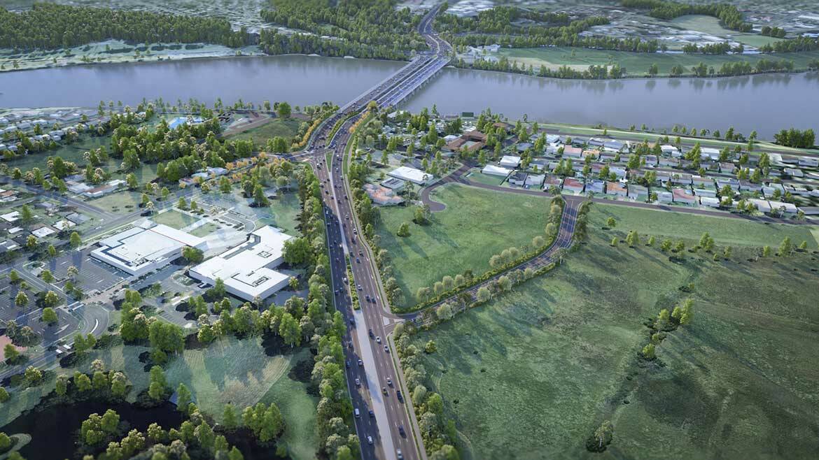 POSSIBLE PLANS: An artist's impression of what the new $342 million Nowra bridge and adjoining intersections could look like. Image: Transport for NSW