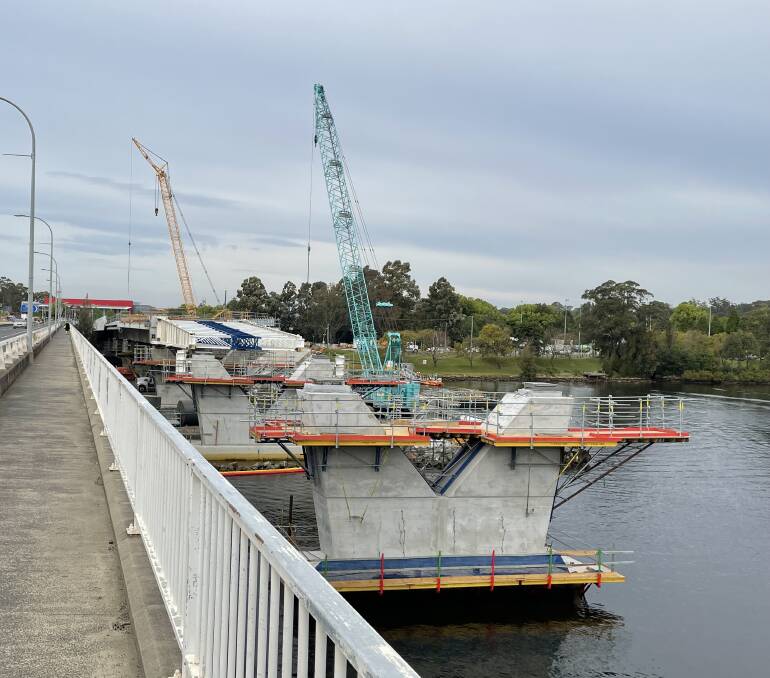 A THIRD OVER: The new Nowra bridge deck is now a third of the way over the Shoalhaven River.
