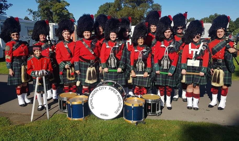 PERFORMANCE: Shoalhaven City Pipes and Drums members at the annual Berry Celtic Festival at the weekend.