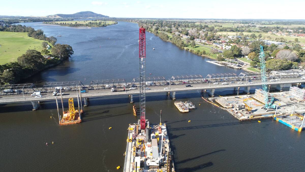WOW: A bird's eye view of the work on the new Nowra bridge. Image: Transport for NSW