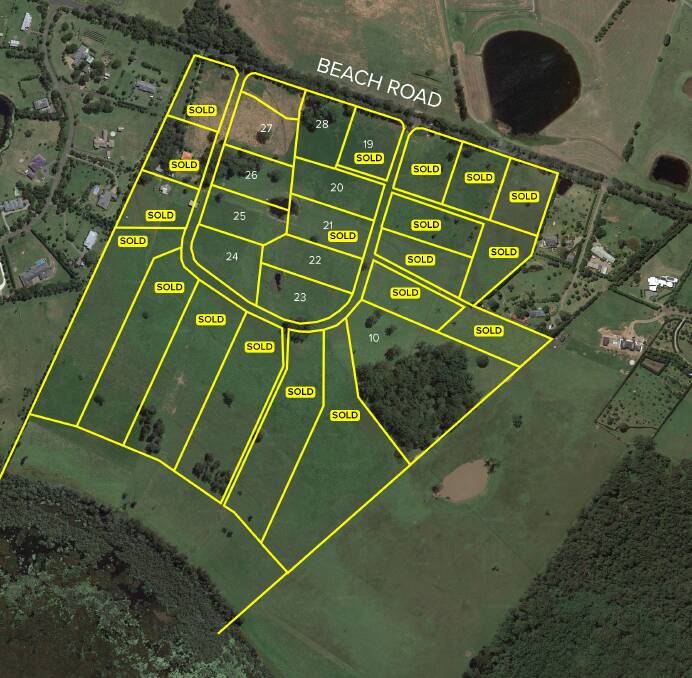  LAYOUT: The layout of the 28 lots at Serenity Ridge, off Beach Road, Berry. Photo: Supplied