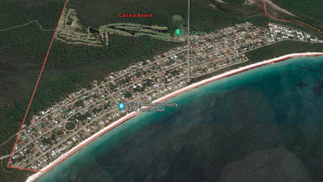 BIG INCREASE: Callala Beach, bordering Jervis Bay, has risen to number three in Australia's fastest price growth for small towns with the median property price increasing by 14.1 per cent for $730,500. Image: Google Maps