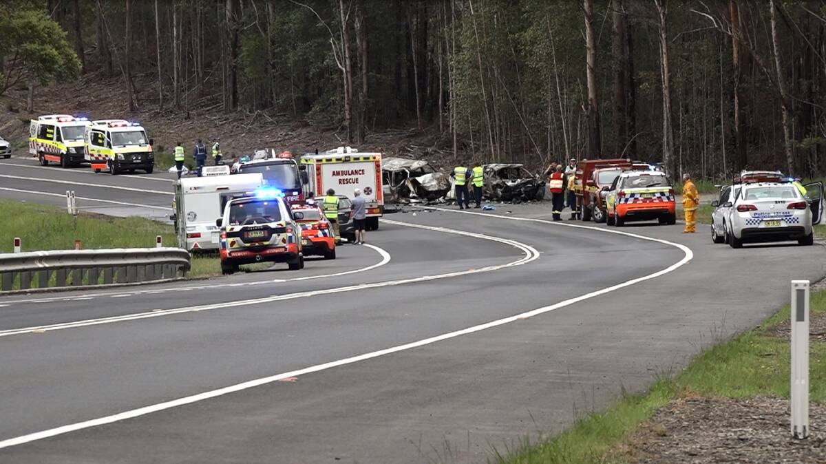 The fatal scene on the Princes Highway at Bendalong on Boxing Day. Picture: TNV
