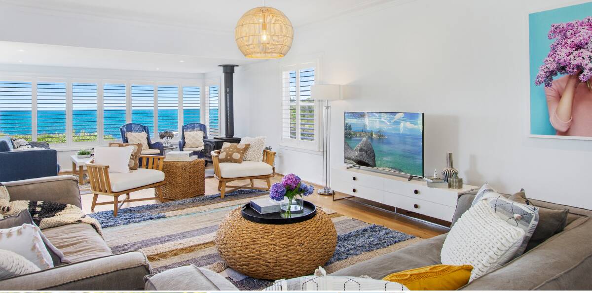 The finished interior after Selling Houses Australia made over a Dolphin Point home. Picture: Raine&Horne Mollymook/Milton/supplied.