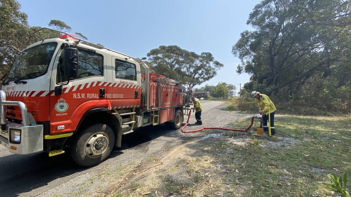 Bawley Point volunteers refill from a hydrant in Canberra Cr.