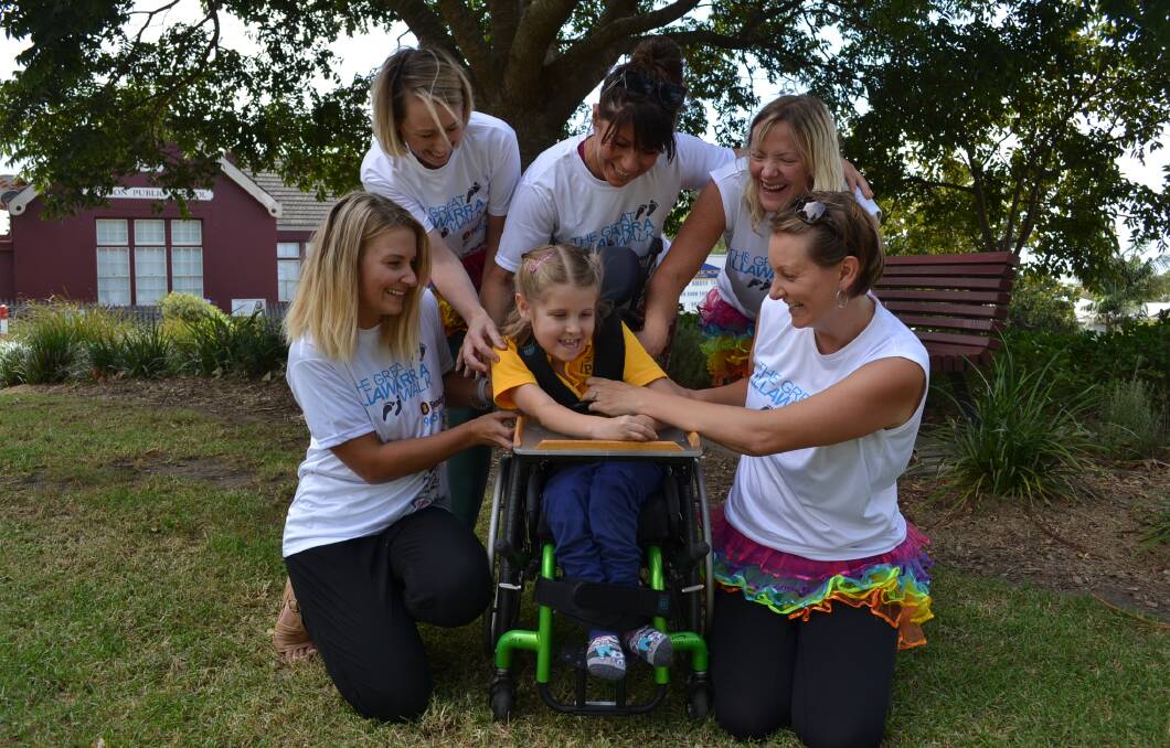 FUNDRAISING FRIENDS: Great Illawarra Walk participants Alina Howcroft, Emily Jenkins, Monica Mudge, Justine Wellman and Amanda Burns with daughter Holly. 