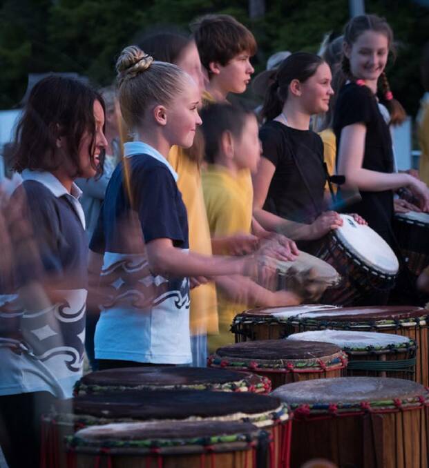 IN TIME: Combined schools' Drumming Group ready to perform at the Art Market at the Ulladulla Civic Centre on Saturday, October 6. Picture: supplied.