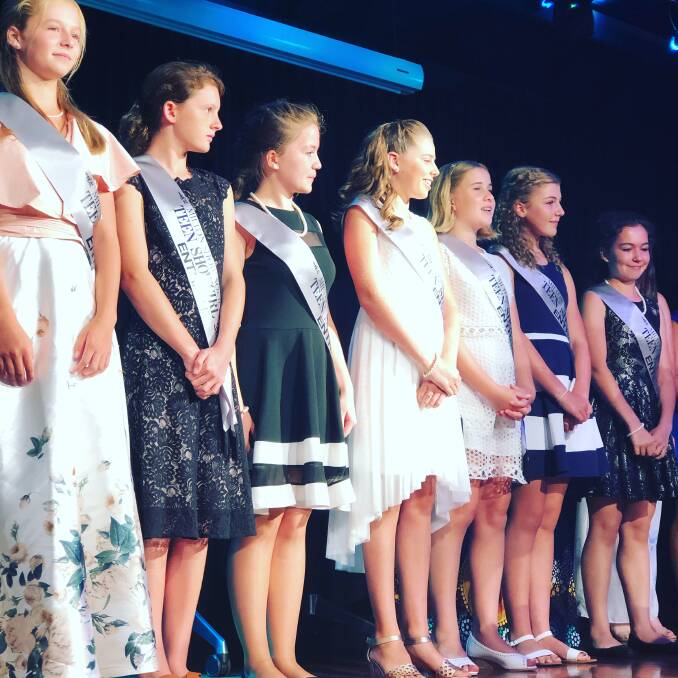 SHOW OUT: Some of the 150th Milton Show teen showgirl entrants are presented to the audience at the presentation evening on Saturday, February 9. Picture: Beck Cameron/supplied.