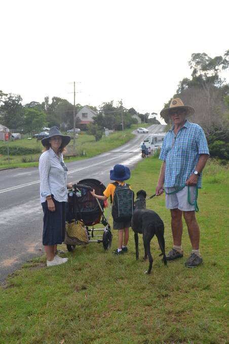 Leonie Marsh and her children use Croobyar Road to walk to school of a morning, while resident David Johnson walks his rescue greyhound Zac. 
