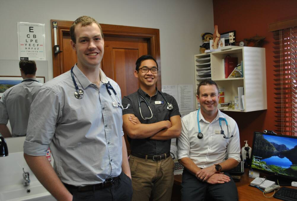University of Wollongong medical students Reece Rowbottom, Samuel Wong and Steven Davis are settling in to a 12-month placement at the Milton Medical Centre. Mr Davis will also undertake practical study at Ulladulla Medical Clinic.
