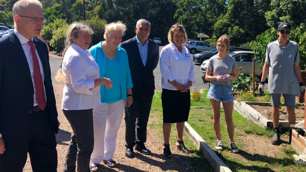 Dunn and Lewis Youth Development Foundation president Gayle Dunn (second from left) with Gilmore MP Ann Sudmalis and Liberal candidate Warren Mundine at the funding announcement. Picture: Supplied. 