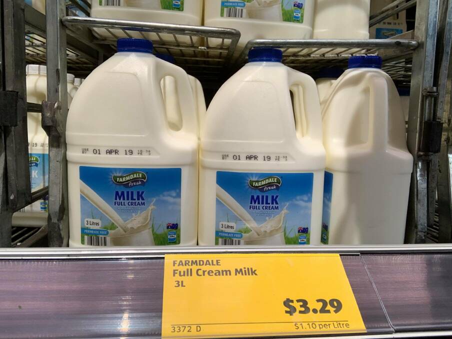 Aldi milk price on Wednesday. Picture: Rebecca Fist.