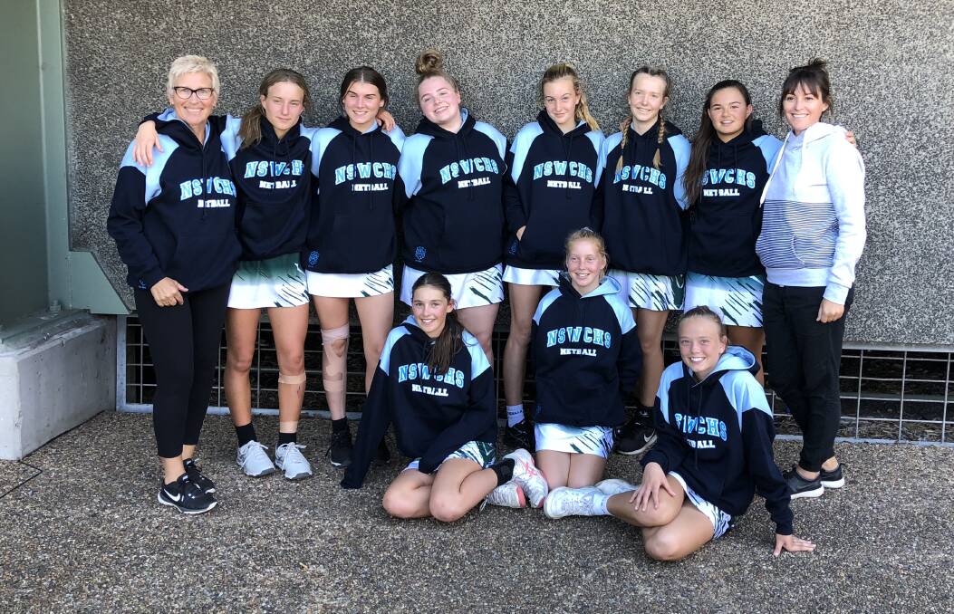 Ulladulla High School's under 15s netball team (not in order) Alivia Brown, Taylah Afflick, Holly Nowland, Mia Clough, Ellie Brophy, Maddie Sharp, Mia Fegent, Mikaela Lochrin and Abbey James with co-coaches Michelle Hendrie and Jacki Morgan. Picture: Jacki Morgan/Ulladulla High School. 