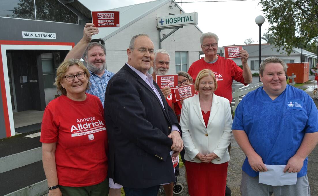 CAMPAIGN TRAIL: NSW shadow health minister Walt Secord and South Coast Labor candidate Annette Alldrick announce their pledge to restore maternity services at Milton Ulladulla Hospital. 