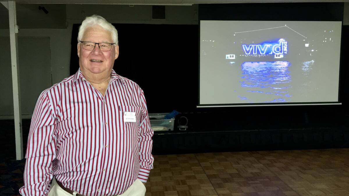 GUEST SPEAKER: Jim Roose at his Ulladulla and Districts Probus Club presentation on the Vivid trip. Photo: supplied.