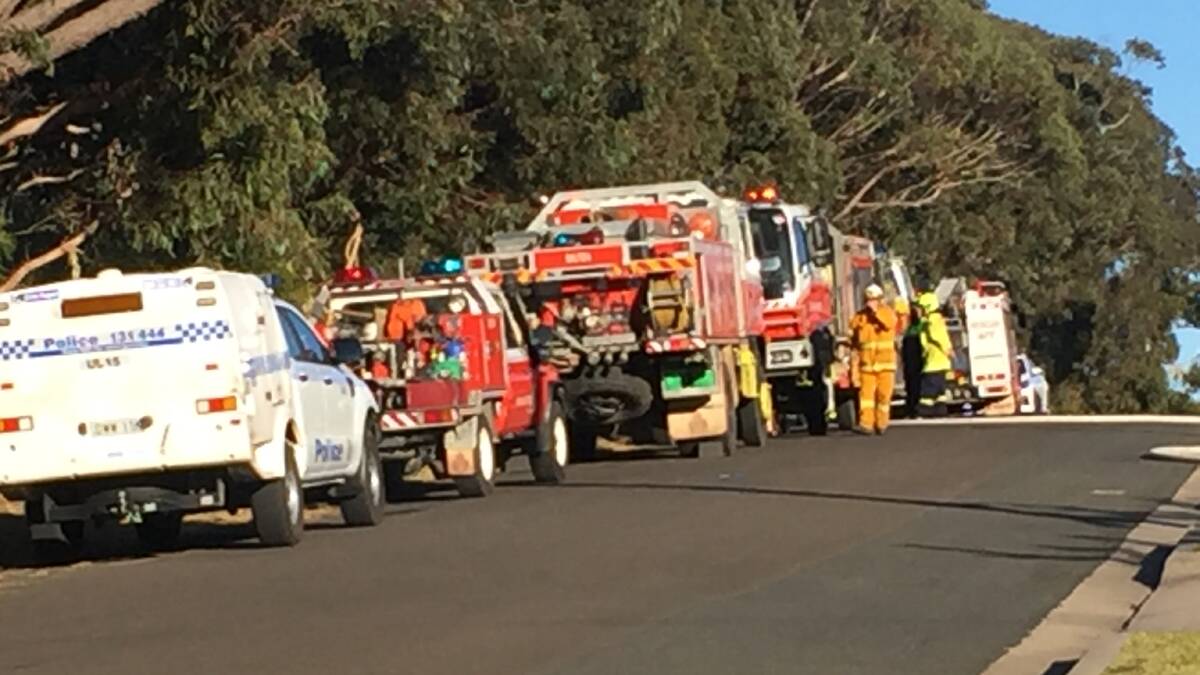 RFS, Fire and Rescue NSW and police on Dowling Street, Ulladulla. 