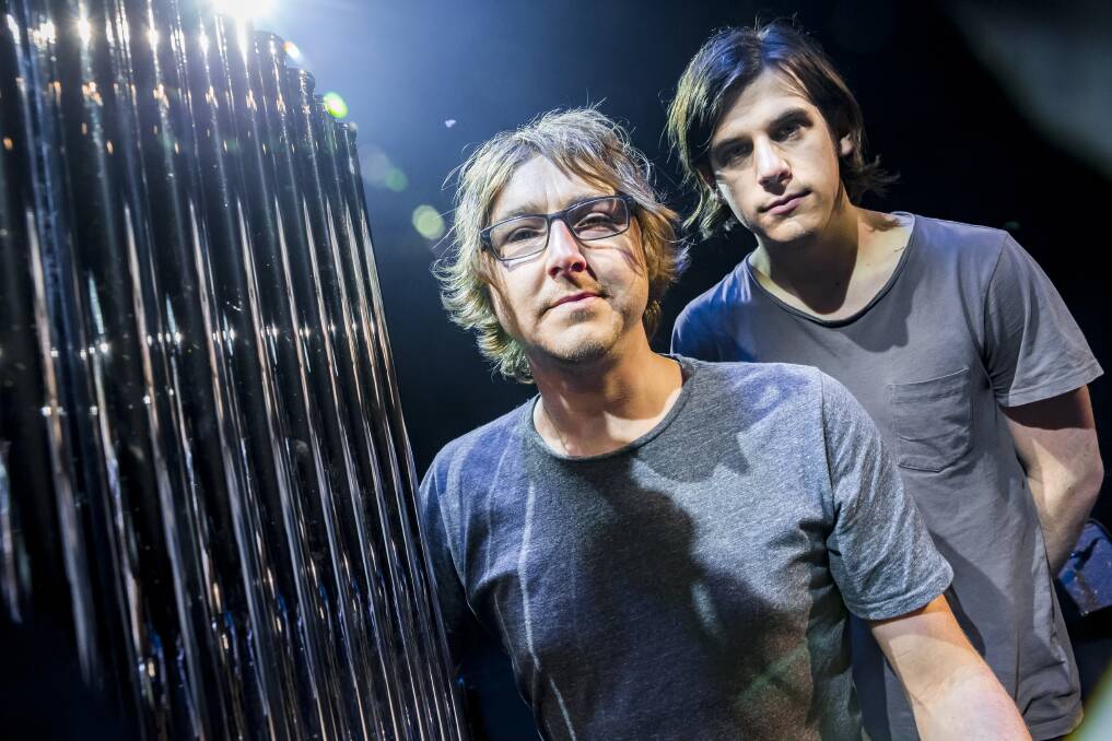 CENTRE STAGE: Tubular Bells for Two will juggle a collection of instruments during their performance at Milton Theatre. Photo: supplied.