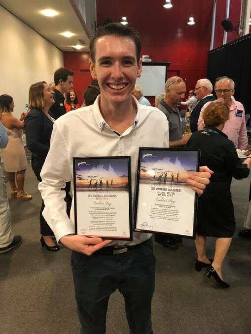 TOP GONG: Ulladulla's Lachlan Page received the Young Citizen Award at the Shoalhaven City Council's Australia Day award ceremony. Picture: supplied.