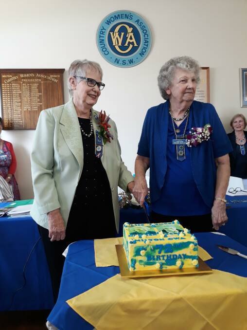 SURPRISE: Joan Clark and Noeleen Bartlett were shocked by the cake.
